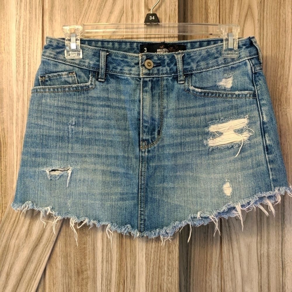 Hollister 5-Pocket Distressed Denim Mini Skirt Size 3